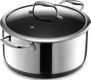 HexClad Hybrid Nonstick 8-Quart Stockpot with Tempered Glass Lid - New - Picture 1 of 4