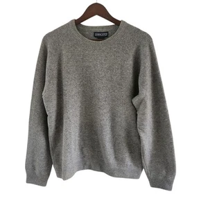 Lands End Gray Lambswool Cashmere Crew Neck Sweater Ribbed Trim Men Size M 38 40 - Picture 1 of 7