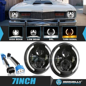 Pair 7" LED Headlights Hi/Lo DRL Angel Eyes Turn Signal for Dodge Dart 1964-1976 - Bild 1 von 12