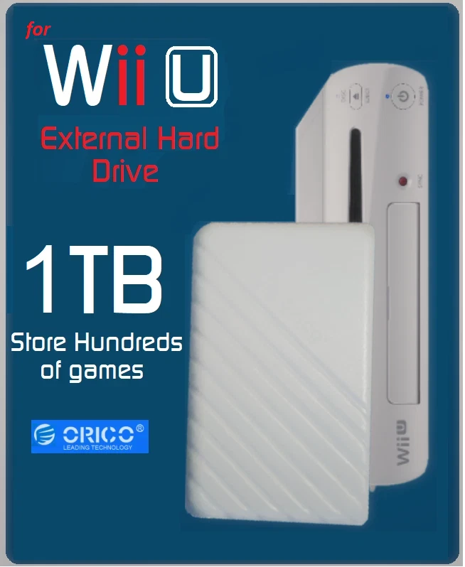 1TB External USB 3.0 Portable Hard Drive for Nintendo Wii U Store Hundreds of Ga - Image 1 of 4
