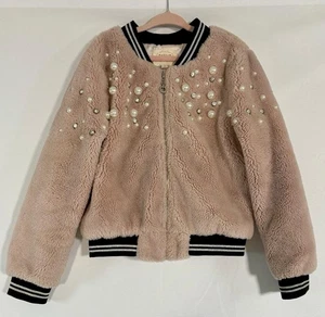 Chaqueta Bomber Hanna Banana Niñas Piel Sintética Perlas Estrás Rosa Talla 8 - Imagen 1 de 11