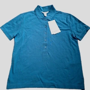 NWT Athleta Pique Short Sleeve 5 Button Polo Shirt Womens SMALL Golf Tennis TEAL - Picture 1 of 11