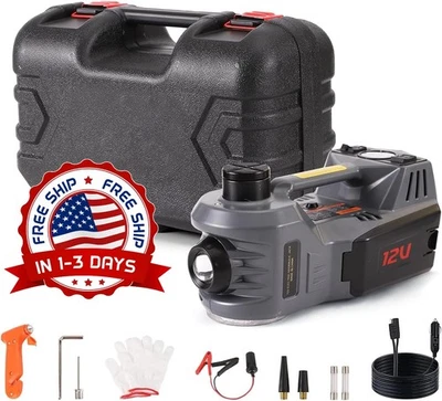 Gato eléctrico de elevación rápida para coche con inflador de neumáticos, US NEW - Image 1 of 4