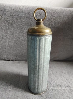 Ancienne gourde bouillotte en fer galvanisé art pop french antique - Photo 1/4