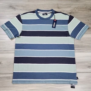 Buffalo Jeans T-Shirt Men's Medium Blue Striped Short Sleeve New - Picture 1 of 8