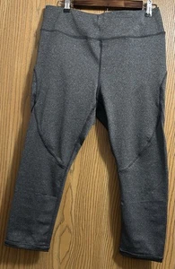 Avia Women’s Pants Size Large Stretch Capri Legging Athletic Gray Mesh Detail - Picture 1 of 5