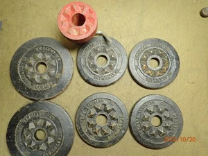 VINTAGE HEALTHWAYS NATIONAL FITNESS BARBELL DUMBBELL WEIGHT PLATES & COLLAR - Picture 1 of 17