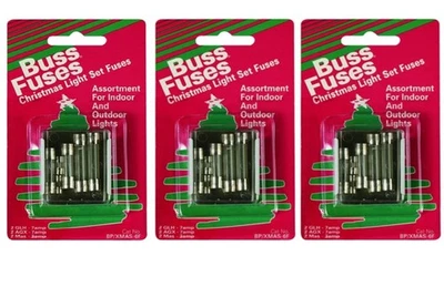 3) Fusible de repuesto de luz de Navidad Bussmann BP/XMAS-6F 125V (6 en cada uno) Foto 1 de 3