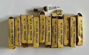 VTG. AC 2 Long Porcelain Spark Plugs w/box: Champion Ignition Company Flint (12) - Picture 1 of 12