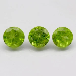 3.01ct 3pcs Lot Round Natural Green Peridot - Untreated, Africa Gemstone - Picture 1 of 4