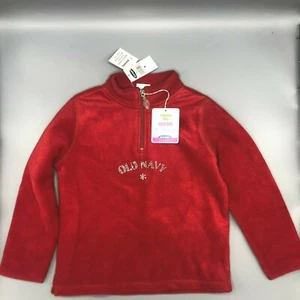 NEW Old Navy Girl Red Winter Fleece Pullover Top 1/4  Zip Sweatshirt Sz S 6 - Picture 1 of 9