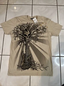 Vintage Hybrid Tees Skull  Skeleton Guitar Pattern Size M Y2K  NWT - Picture 1 of 8