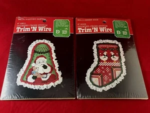 Lot Of 2 Trim N' Wire 6" Sock & Bell Counted Cross Stitch Kits Christmas - Picture 1 of 6