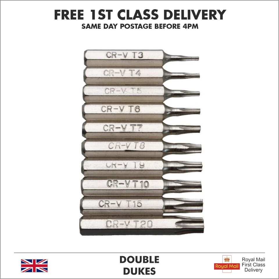 10PCS CR-V Torx Screwdriver Bits Set T3 T4 T5 T6 T7 T8 T9 T10 T15 T20 Mobile Bit - Image 1 of 4