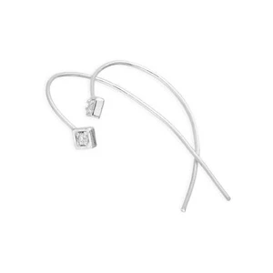 Sterling Silver & Clear CZ Crystal Curve Pull Through Earrings Pull Thru - Picture 1 of 9