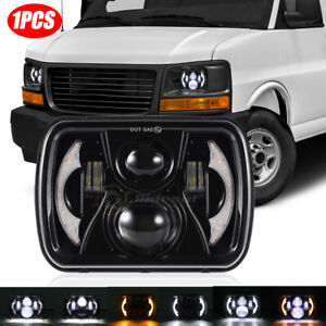 7x6" LED Headlight Hi/Lo Beam Halo DRL for GMC Savana 1500 2500 3500 Safari Van