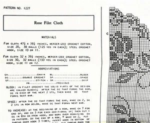 1227 Vintage Pedido por Correo TELA FILETE ROSA Patrón a Ganchillo (Reproducción) - Imagen 1 de 2
