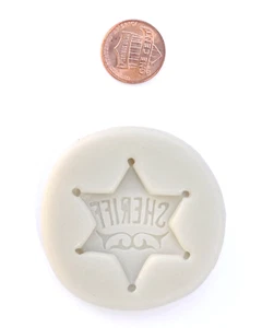 SHERIFF BADGE MOLD Fondant Mold, Resin Mold, Policeman Theme Cake Decoration, - Picture 1 of 2