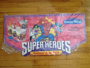 marvel superheroes white castle sand pails promo display 1989  - Picture 1 of 11