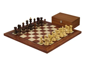 Rosewood Chess Set 20 Inch Helena Flat Chess Board and Weighted Sheesham Zagreb  - Picture 1 of 11