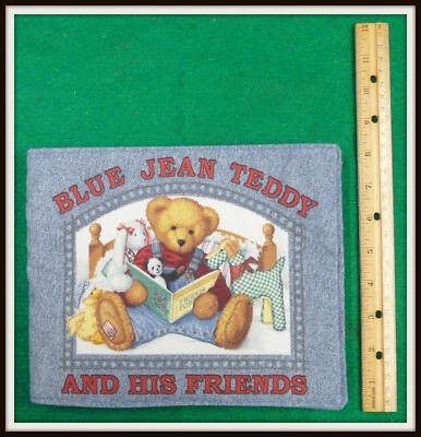 蓝色牛仔裤 TEDDY 和他的朋友 - 完整织物柔软书儿童婴儿礼物 — 第 1/4 张图片
