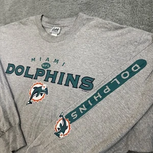 VTG Lee Sport Mens Miami Dolphins 2000s Long Sleeve Tshirt Size XL - Picture 1 of 8