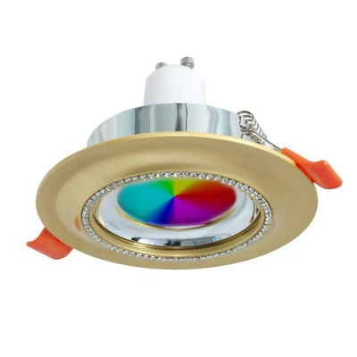 Faretto tondo LED RGB incasso foro 75mm cornice brillantini luce colorata 230V - Immagine 1 di 4