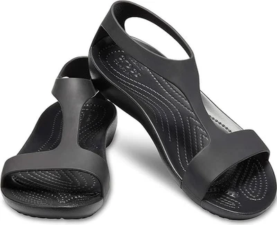 Sandalias Crocs Serena Comfort, correa en T, sin cordones, negras, para mujer talla 10 - nuevas Foto 1 de 4