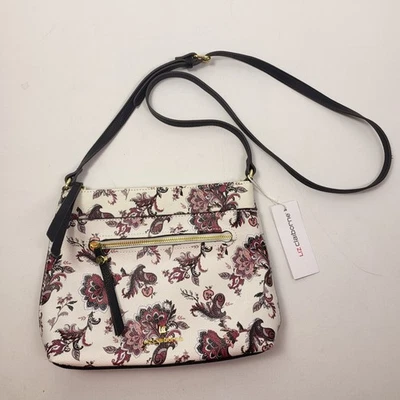 Liz Claiborne Floral/Paisley Signature Crossbody Bag Purse White  Women’s New - Image 1 of 4