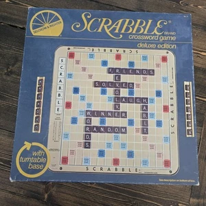 Scrabble Crossword Game Deluxe Edition Board Only Box Included Vintage Turntable - Picture 1 of 9