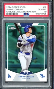 Shohei Ohtani 2024 Topps 50/50 Aqua /75 #12 PSA 10 GEM MT - Picture 1 of 2