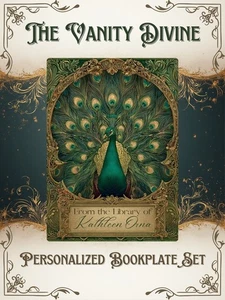 The Vanity Divine Peacock Ex Libris Personalized Bookplates Art Nouveau Labels - Imagen 1 de 6