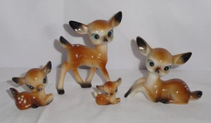 4 Vintage Baby Hirsche ~ anthropomorphe Rehkitze ~ Hartplastik ~ große blaue Augen - Bild 1 von 13