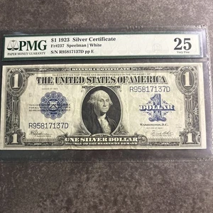 1923 $1 VERY CLEAN PMG 25 Very Fine Speelman/White Silver Cert FR 237 Large Note - Picture 1 of 13