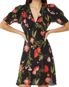 Ted Baker London Womens Black Floral  Mini Dress size 3 - Picture 1 of 6