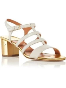 LAURENCE DACADE Womens Ivory Luca Round Toe Block Heel Leather Sandals 36 - Picture 1 of 9