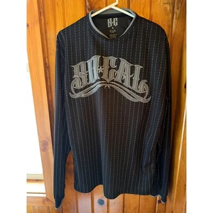 Vintage So cal Athletics Herren Schwarz Nadelstreifen Langarm Shirt Grafik L - Bild 1 von 4