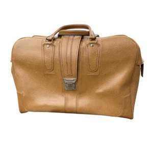 Vintage Brown Leather Doctors Bag Briefcase Storage Bag Retro W/ Zipper - Picture 1 of 10