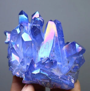 310g Light Colorful Aura Quartz Crystal Titanium Bismuth Silicon Cluster Rainbow - Picture 1 of 12