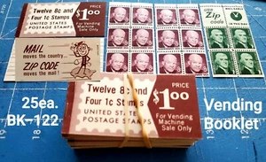 Scott 1395b - 12X8c & 1278b - 4 x 1c BK122 25 ~ 1 $ Vending Booklets, MNH Orig. Kaugummi - Bild 1 von 2