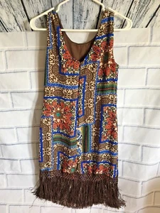 Womens CATO Blue Brown Floral Sleeveless Dress Size 8 NEW Retail 34.99 (BB55) - Picture 1 of 8