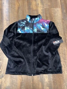 Fila Sport Women's Fleece Jacket XL Black Galaxy Stars Denali Full Zip Coat NWT - Picture 1 of 6