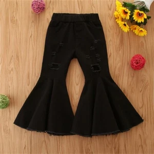 Toddler Girls Black Ripped Flare Jea - Picture 1 of 3
