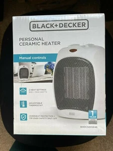 Black+Decker Personal Ceramic Heater *2 Heat Settings Adjustable Thermostat - Picture 1 of 2