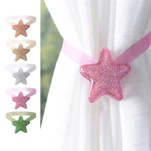 One Pair Star Magnetic Curtain Buckle Silk Holder Tiebacks Shining Curtain - Picture 1 of 31