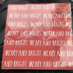 Rae Dunn Merry And Bright Mittagessen Servietten 40 pro Packung Rot Neu Urlaub - Bild 1 von 3