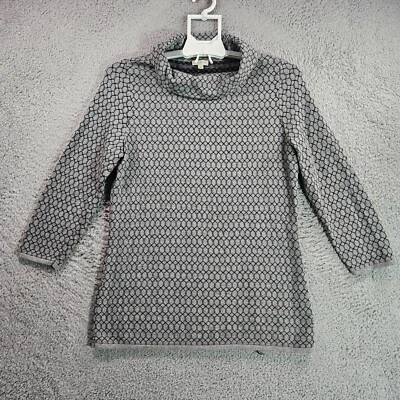 Suéter túnica Talbots top mujer pequeño cuello tortuga tejido gris geométrico Foto 1 de 4