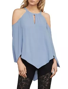 NEU BCBG MAXAZRIA CHAMBRAY JAX COLD-SHOULDER NECKHOLDER TOP WQR11A05/S694A GRÖSSE XS - Bild 1 von 7