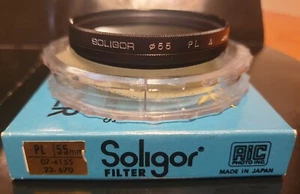 Vintage Soligor SOLID OPTICAL GLASS 55mm PL (Polarising) Filter - MADE IN JAPAN  - Picture 1 of 2