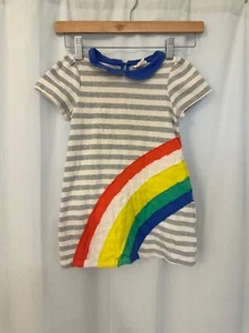 Used Mini Boden 3-4 yr Girls Dress Peter Pan Collar Rainbow Applique Soft Knit - Picture 1 of 5
